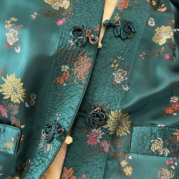 SILK SQUIRREL Vintage 70s 80s Cheongsam Inspired Satin Silk Jacket Reversible L - Picture 16 of 16